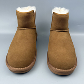 冬季 皮毛一体雪地靴男短筒加厚品牌撤柜反绒牛皮男东北棉靴羊毛靴