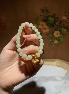 新疆和田玉黄玉手链手串生日礼物礼品晴水玉石串珠闺蜜礼物送妈妈