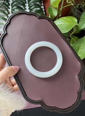 新疆和田玉羊脂白玉平安镯手镯圆条复古礼物