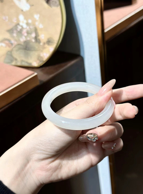 和田玉镯白冰荔枝肉冰透润度很好送姐妹无暇老坑料子泥鳅背手镯