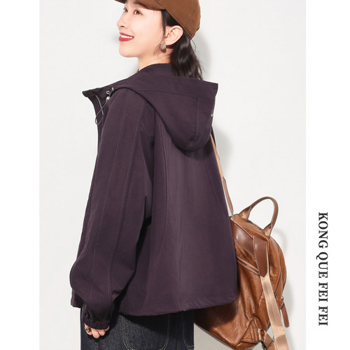 孔雀飞飞 版型爆赞 2026春秋新款韩版大码遮肉复古深色休闲外套女