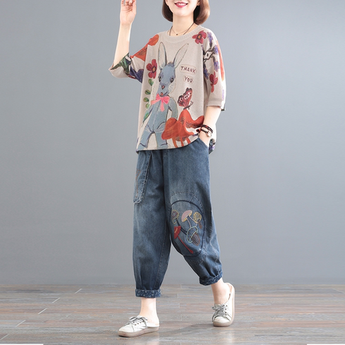 孔雀飞飞2025夏季新款印花套装