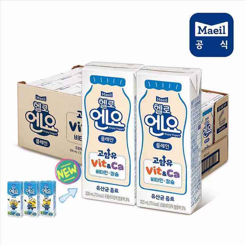 韩国进口 每日乳酸菌维他命含钙牛奶味饮料200ml*24盒/箱
