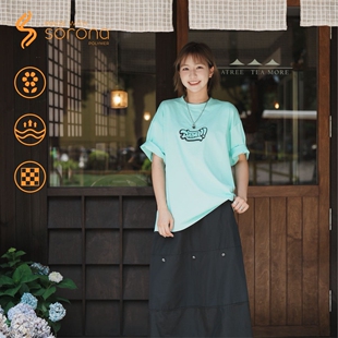 BTB 220G索罗娜sorona抗菌凉感纯色印花宽松圆领短袖T恤打底衫