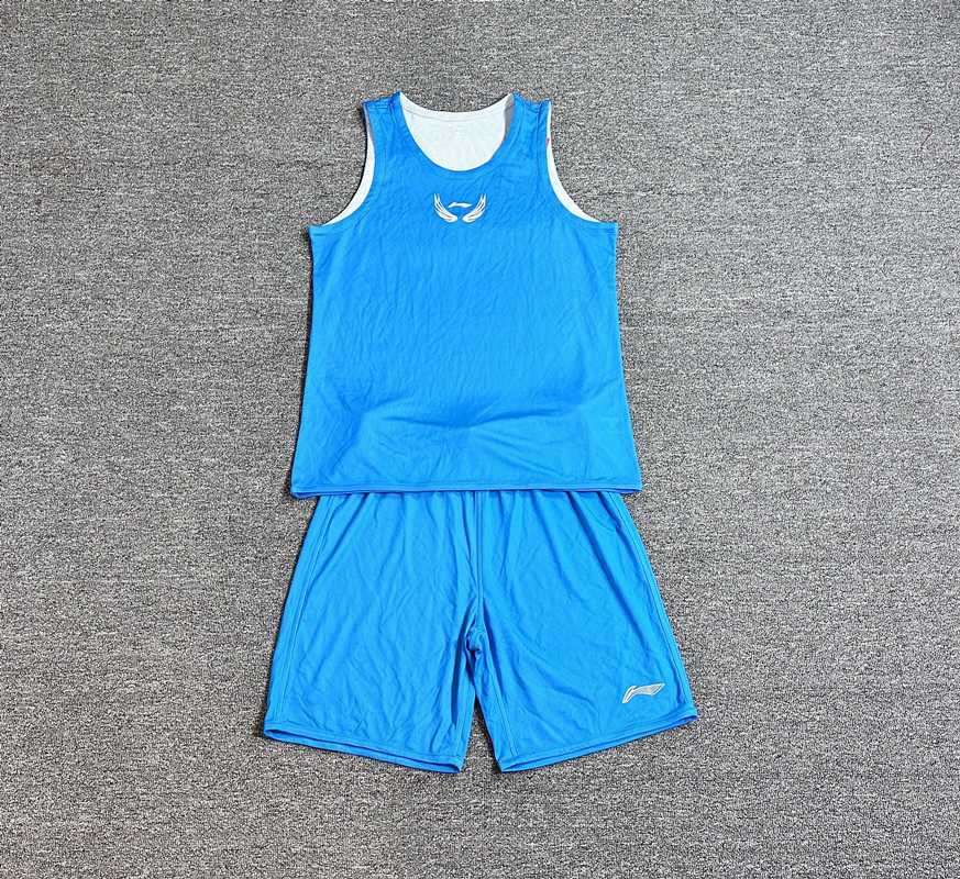 李宁校园系列男子篮球训练运动套装双面穿背心短裤yatt173