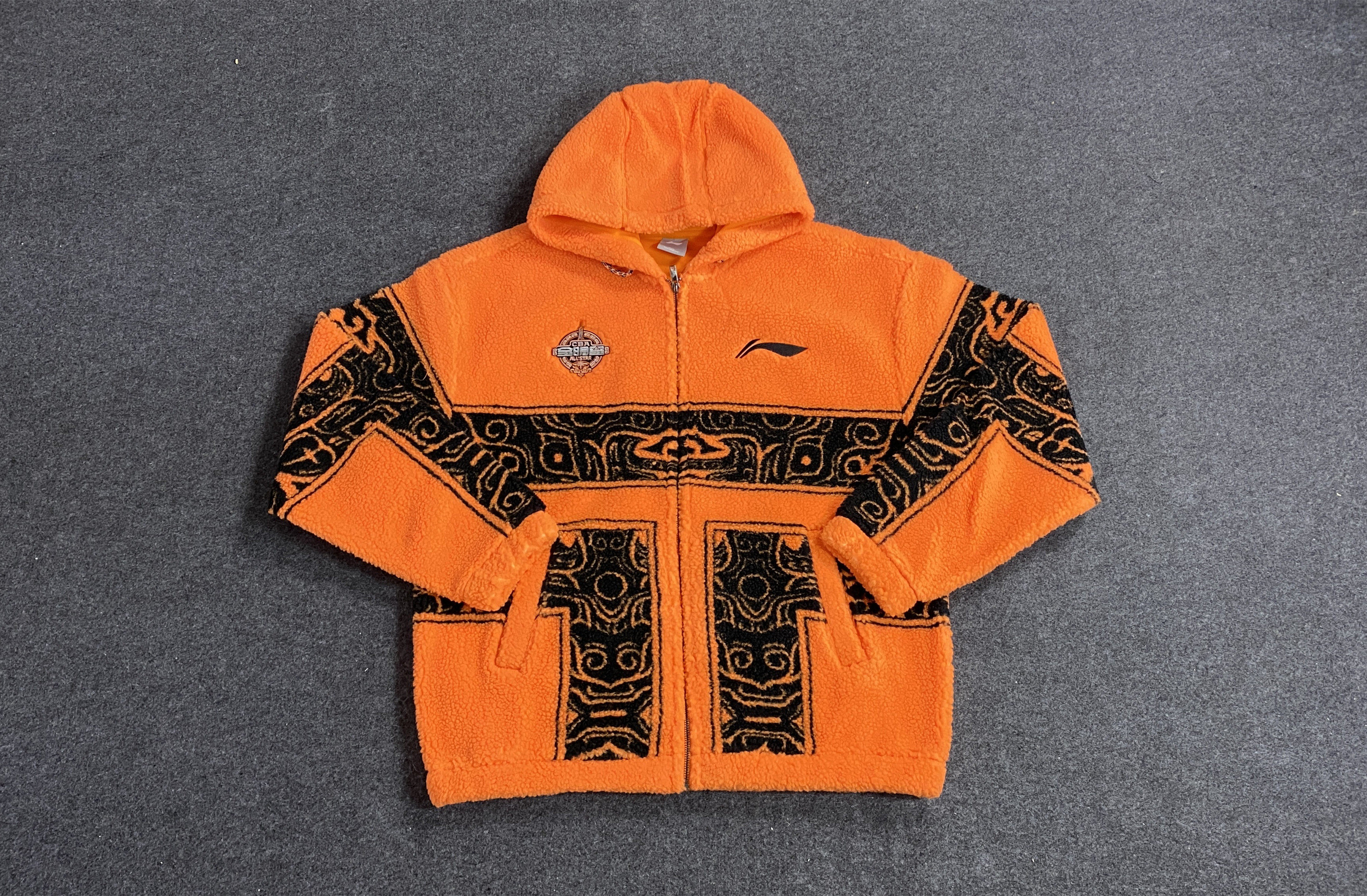 LI NING MENS CBA ALL-STAR BASKETBALL LAMB WOOL HOODED COTTON JACKET PLUS SIZE CARDIGAN SWEATSHIRT SPORTSWEAR AWDQ427