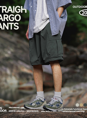 NOMORE立体口袋机能山系户外工装短裤gorpcore宽松纯色五分裤男