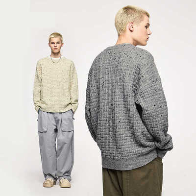 欧美潮牌百搭宽松圆领柔软针织衫