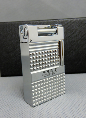 SPUNK斯派克方形仿古烟斗专用砂轮火石打火机斜火充气复古男礼品