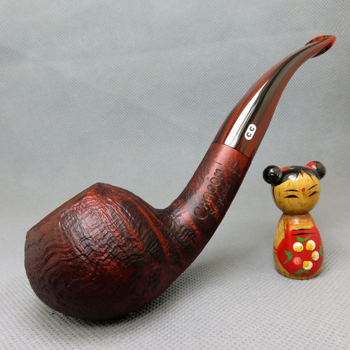 原装进口法国CC CHACOM石楠木烟斗弯式喷砂9mm sequoia 红杉 F3
