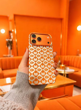 新款适用苹果16/17promax手机壳橘橙色iphone15pro保护套超薄14防摔磁吸无线充电高档磨砂硬壳欧美可爱情侣潮