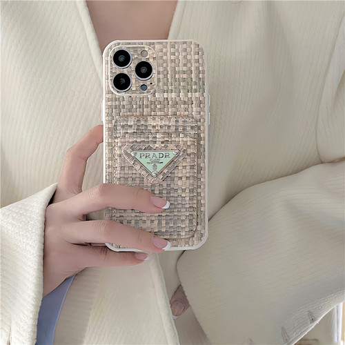 专柜适用iphone14/15promax手机壳潮牌苹果16pro摄像头全包编织皮质13可插卡包12高级感奢华BV欧美新款气质女