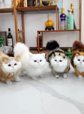 会叫仿真小猫咪儿童玩具女孩玩偶动物模型家居饰品生日礼物摆件
