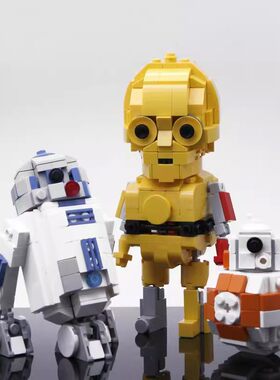 跨境热卖兼容乐高MOC-165854 3PO兄弟R2D2机器人拼装积木摆件diy