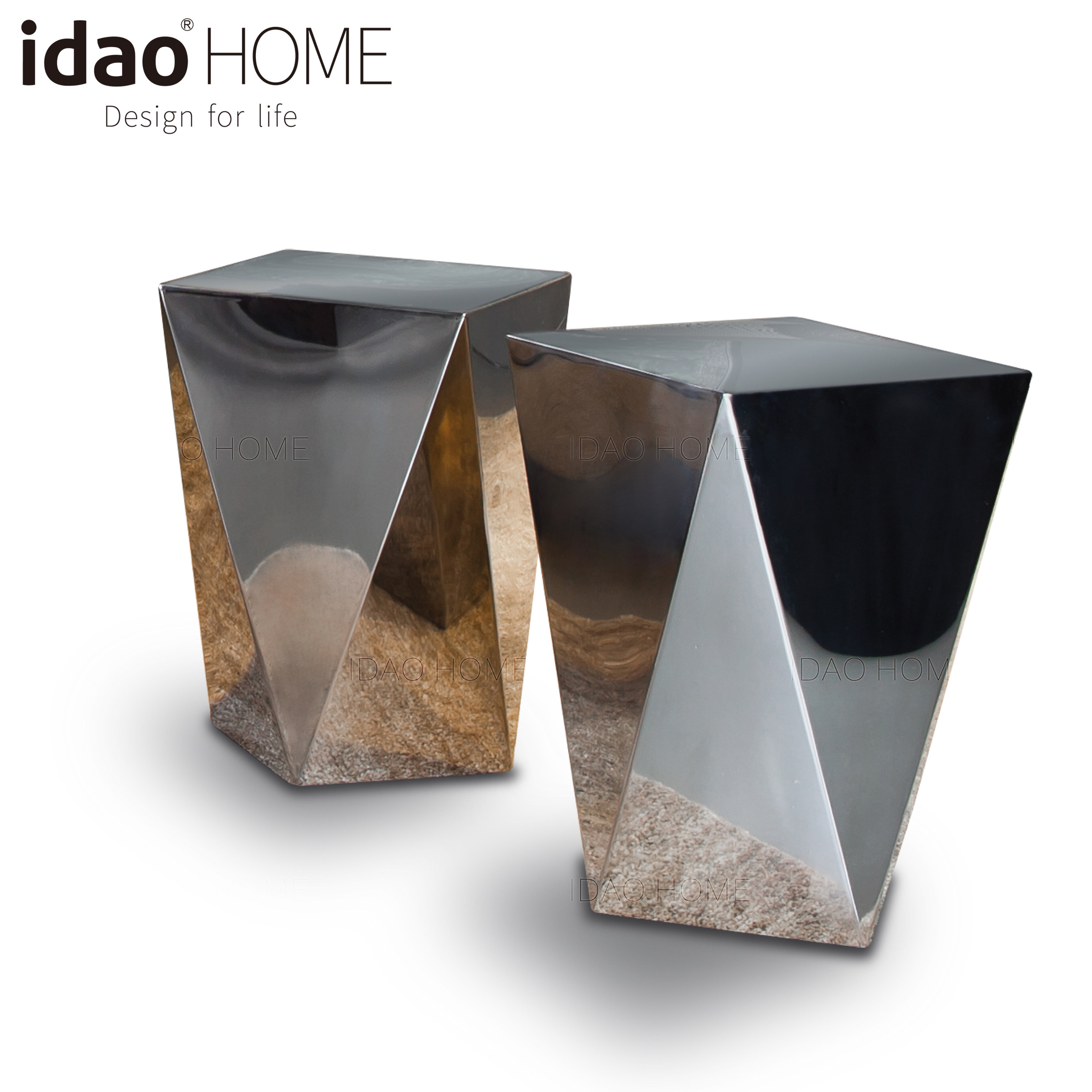 idao创意设计不锈钢艺术茶几咖啡桌边角几烤漆镀金钻石激光切割