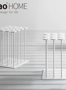 idao个性艺术创意金属茶几边杂志架花形桌子圆形顶部立杆展示柜台