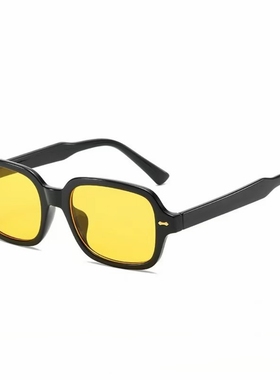 韩版复古方框黄色墨镜女小框米钉时尚百搭街拍太阳镜男防紫外线潮