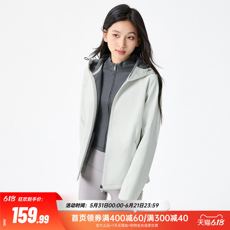 361运动外套女士春季季新款加绒连帽风衣外套保暖防泼水女装夹克