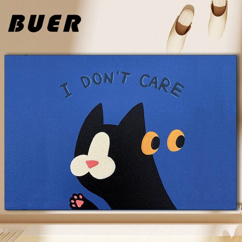 BUER艺术黑猫浴室地垫硅藻泥吸水软垫门口吸水防滑垫卫生间地垫