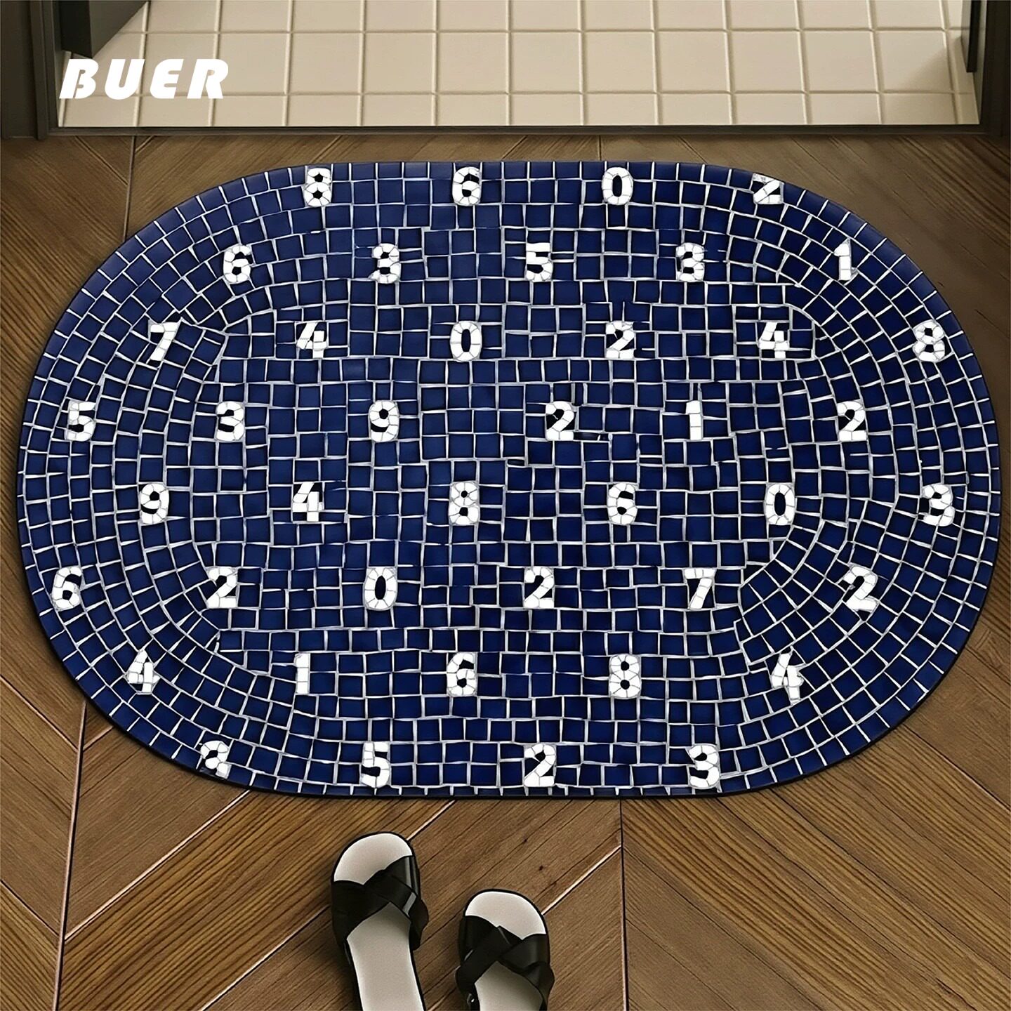 BUER马赛克数字浴室地垫硅藻泥吸水软垫卫生间门口吸水防滑垫地垫