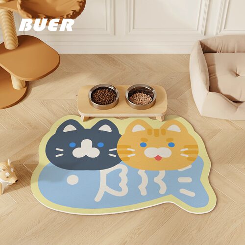 BUER创意宠物餐垫猫咪宠物垫宠物专用垫子pvc可擦洗防水皮革餐垫