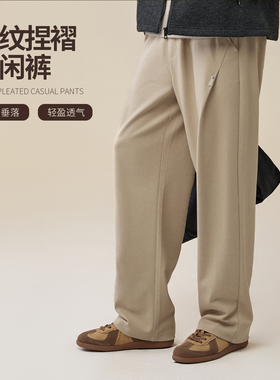 NNID斜纹捏褶休闲裤男25年秋季新款隐形拉链口袋阔腿裤KS201