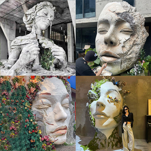 巨型人脸面具背景墙壁饰雕塑 饰摆件 咖啡奶茶酒吧KTV衣服店落地装