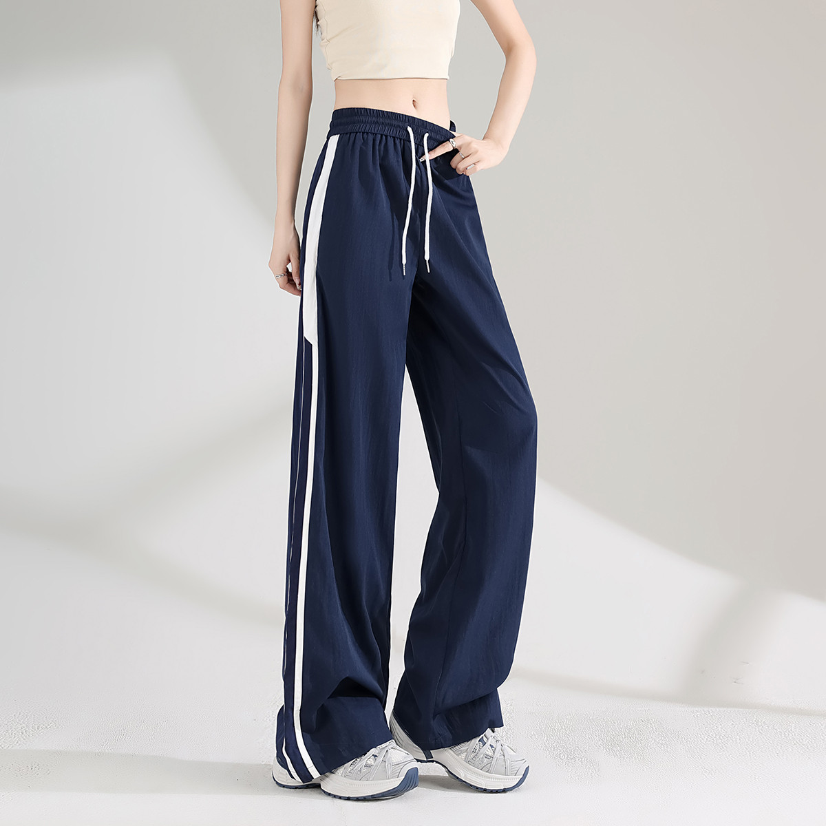 美式复古阔腿裤运动休闲裤