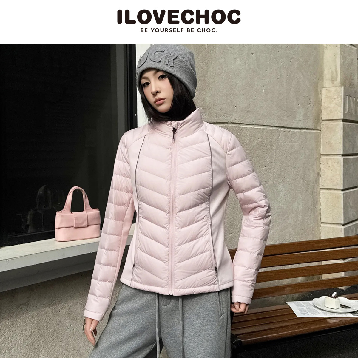 修身瑜伽款羽绒服运动健身保暖