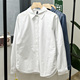 女长袖 四季 遮臀显瘦纯色百搭衬衫 方领细腻全棉直筒宽松白衬衣 款