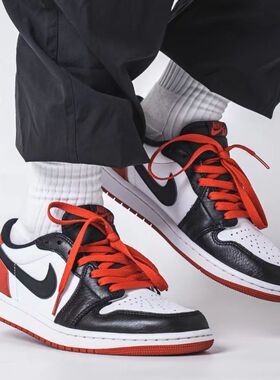 耐克男鞋Air Jordan 1 AJ1黑脚趾黑白红复古低帮篮球鞋CZ0790-106