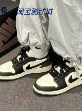 NIKE/耐克 Air Jordan 1童鞋摩卡黑白棕耐磨女休闲板鞋CZ0858-102