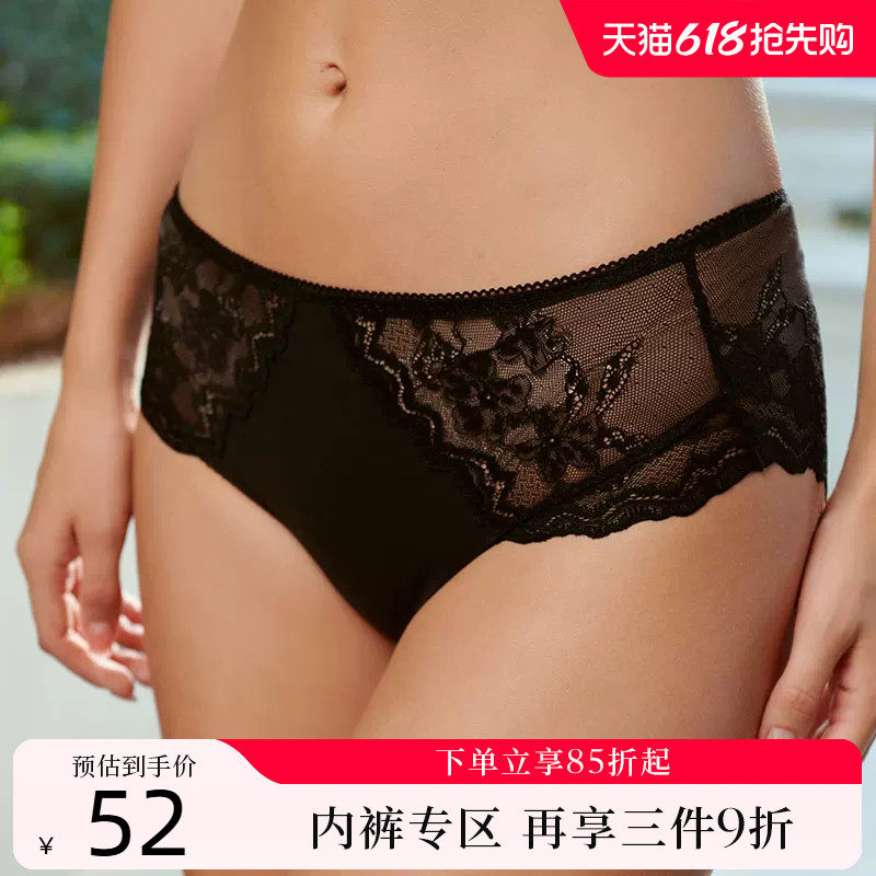 夏娃的诱惑曼纱系列平角内裤女士2026新款性感舒适中腰内裤全棉档