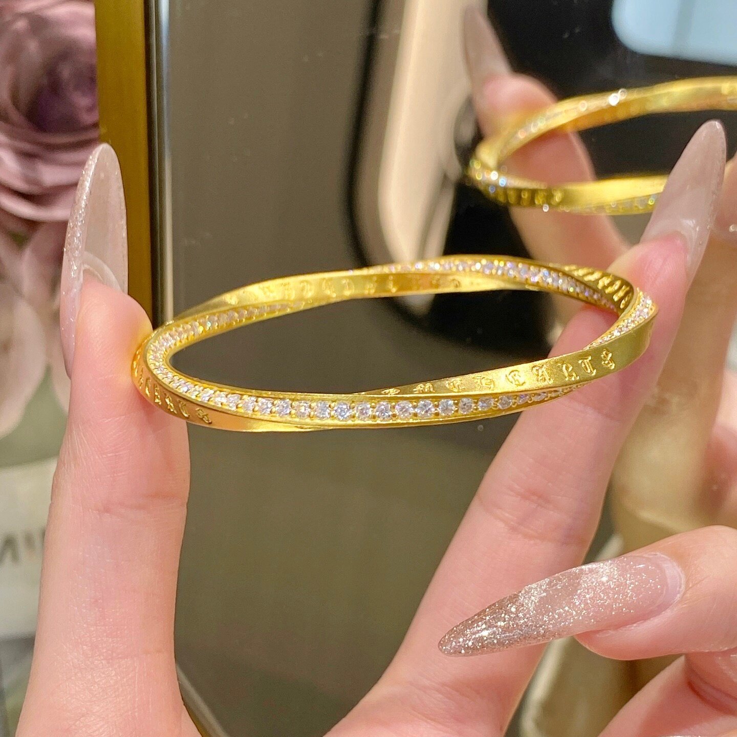 千夕 足金999莫比乌斯环手镯黄金手镯女款情人节生日礼物送女友