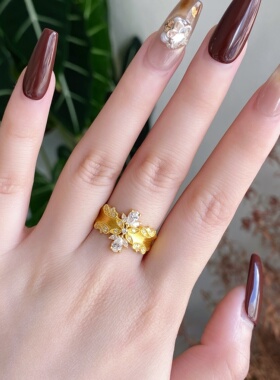 千夕 足金999慕璨少女戒指黄金戒指女款求婚情人节生日礼物送女友