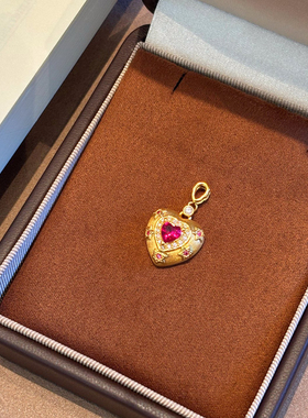 千夕 足金999中古拉丝爱心黄金吊坠女款情人节七夕生日礼物送女友