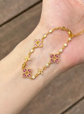 千夕 足金999紫色飞镖手链黄金手饰女款情人节春节生日礼物送女友