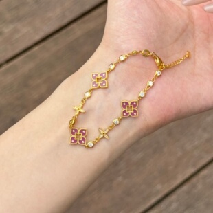 千夕 足金999紫色飞镖手链黄金手饰女款情人节春节生日礼物送女友