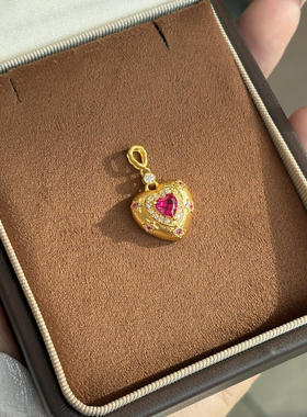 千夕 足金999中古拉丝爱心黄金吊坠春节情侣情人节生日礼物送女友