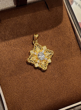 千夕 足金999布家镂空四叶草吊坠时尚女情侣情人节生日礼物送女友
