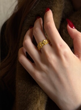 千夕足金999春暖花开戒黄金戒指女款七夕情人节生日礼物送女友