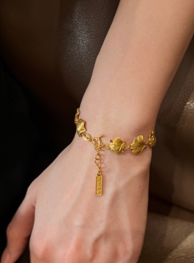 千夕 足金999此生有杏手链黄金手链女款七夕情人节生日礼物送女友