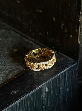 千夕足金999点钻桂花戒黄金戒指可爱女款情人节生日礼物送女友