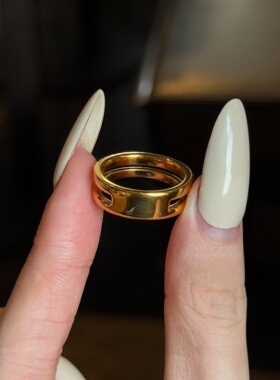 千夕 足金999双环金耀戒黄金戒指女款求婚情人节生日礼物送女友
