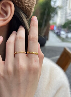 千夕足金999半钻线戒黄金戒指女款送女友七夕情人节生日礼物