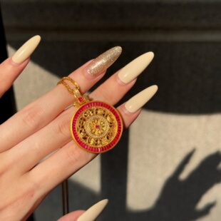 足金999绯红八宝吊坠黄金吊坠送女友七夕情人节生日礼物 千夕