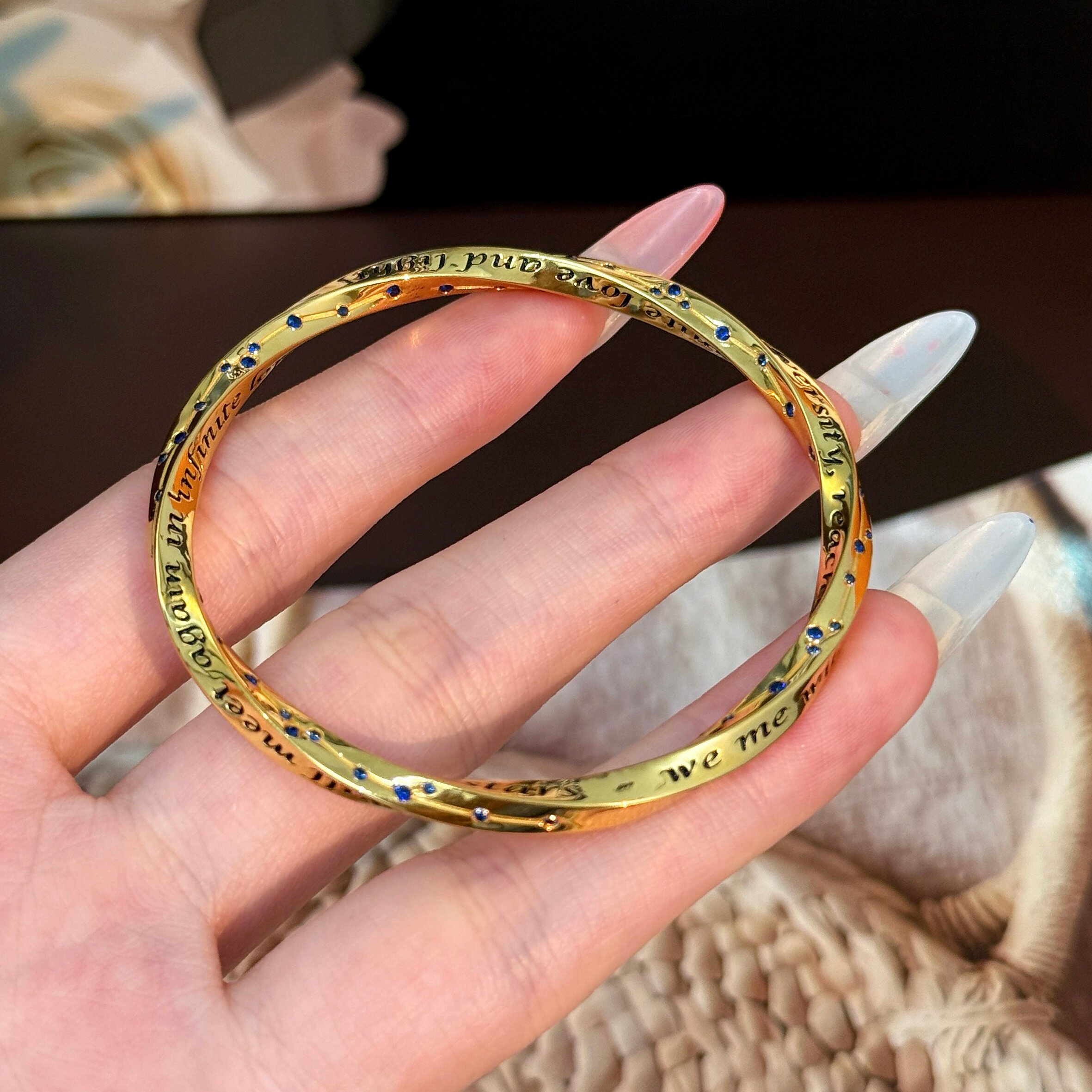 千夕 足金999莫比乌斯环星空黄金手镯女款情人节生日礼物送女友