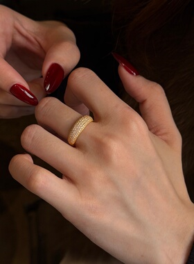 千夕足金999满天星戒指黄金戒指可爱女款情人节生日礼物送女友