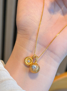 千夕 足金999爱心小饼干黄金吊坠可爱女情侣情人节生日礼物送女友