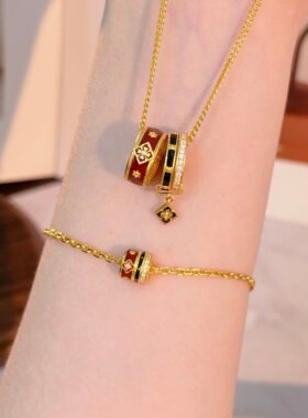 千夕 足金999万相转运筒项链黄金手链情人节生日礼物送女友老婆